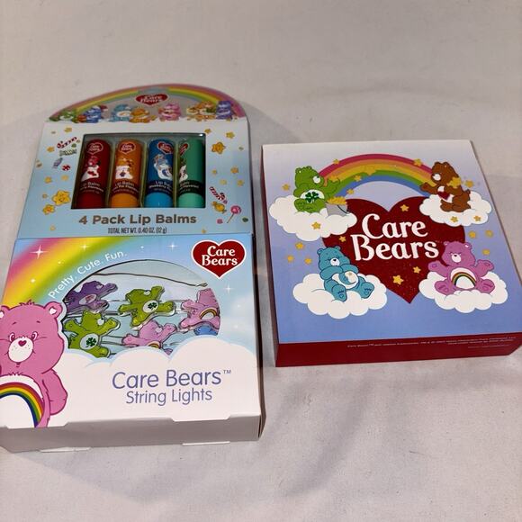 Care Bears Bundle: Lip Balm Set of 4, Wooden Shelf Sign AND String Lights NEW - Picture 3 of 9